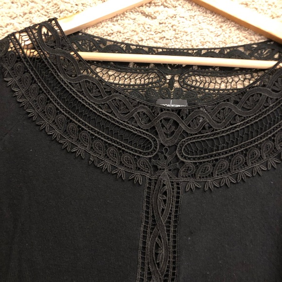 Black Lace Collared Top - Picture 3 of 8